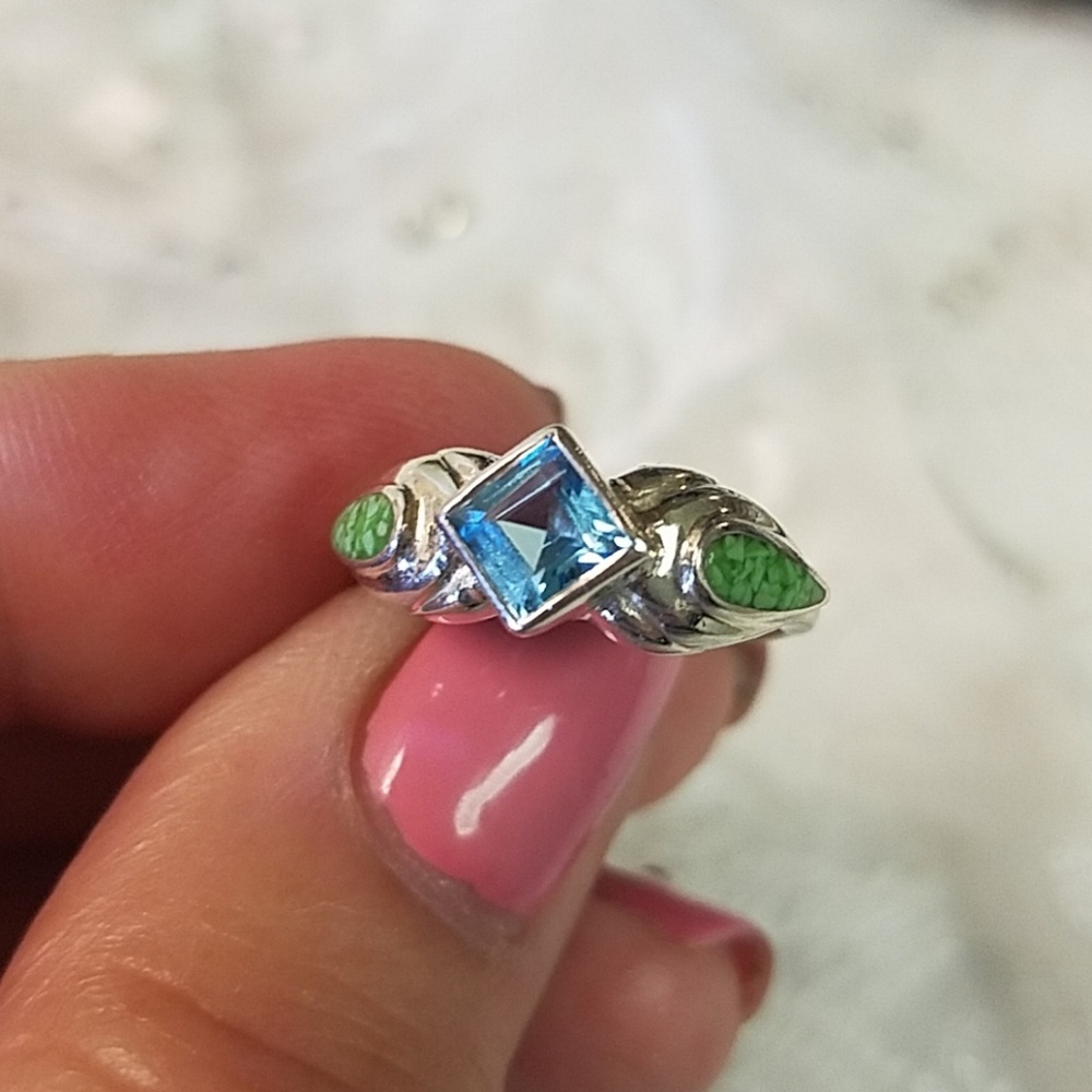 Blue Topaz Turquoise Sterling Ring